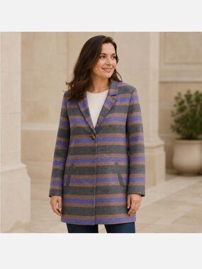 Boden Canonbury Stripe Blazer Jacket US 14 Linen Cotton Blend